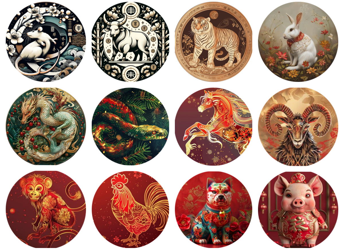 12 Chinese Zodiac Animals